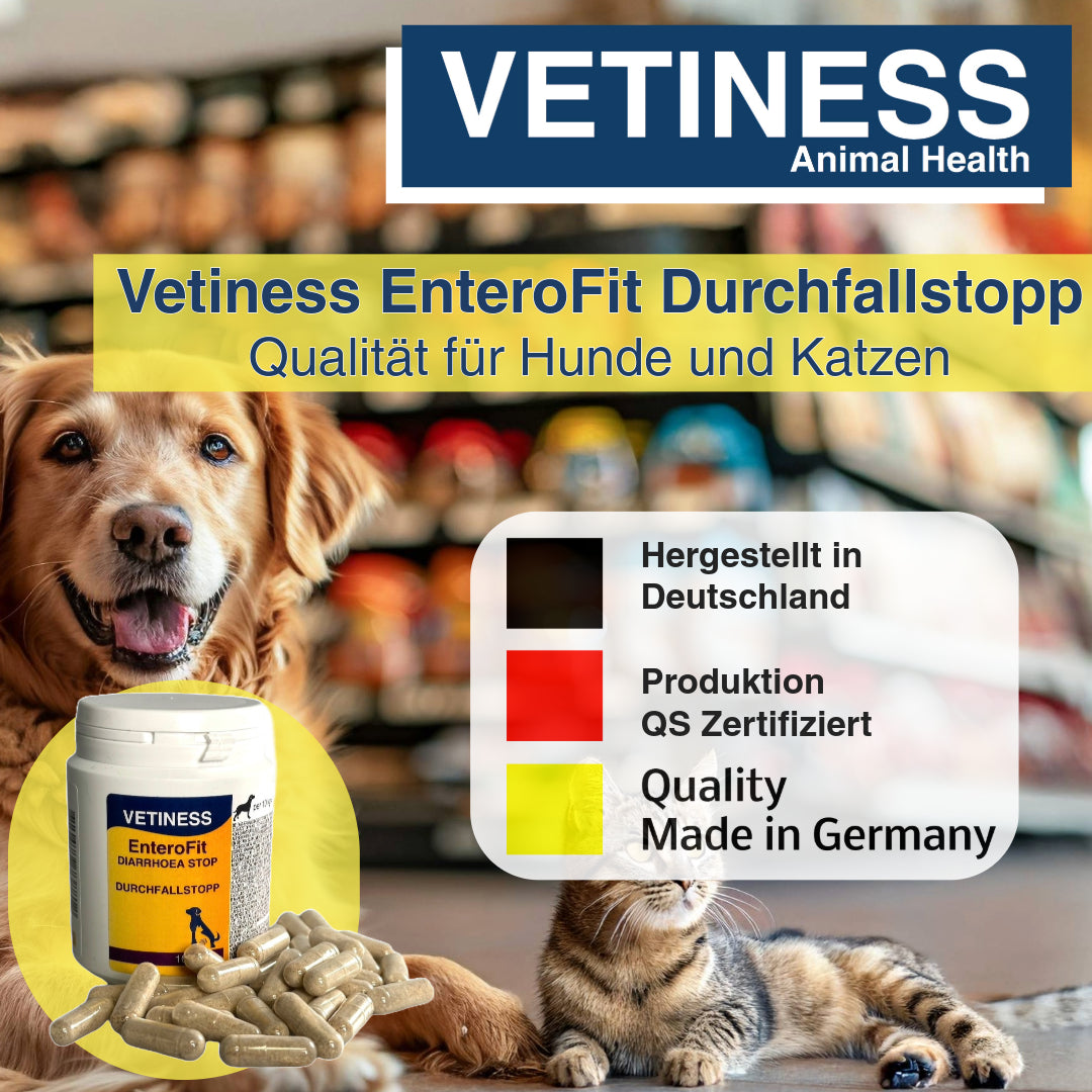 Vetiness EnteroFit Durchfallstopp Kapseln für Hunde und Katzen - 100 Kapseln