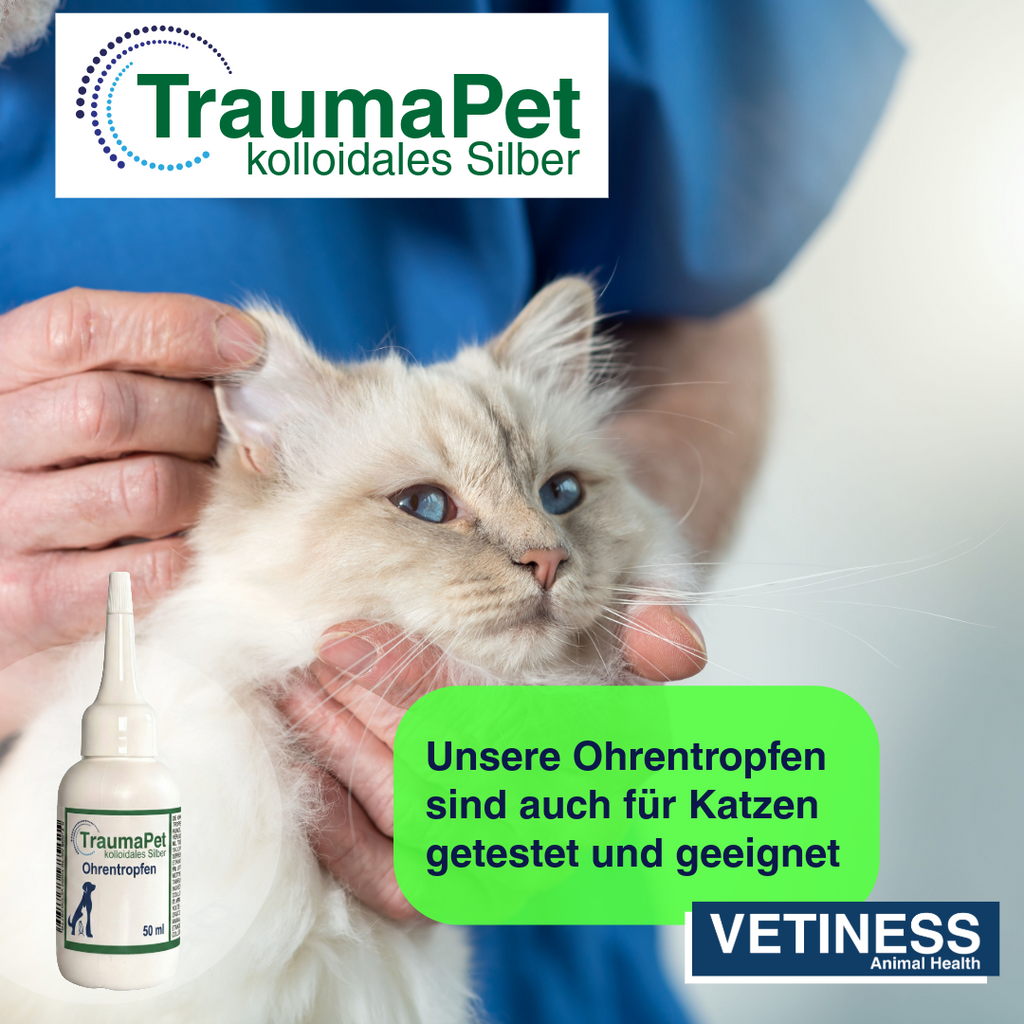 Traumapet Ohrentropfen mit kolloidalem Silber für Hunde und Katzen 50 ml