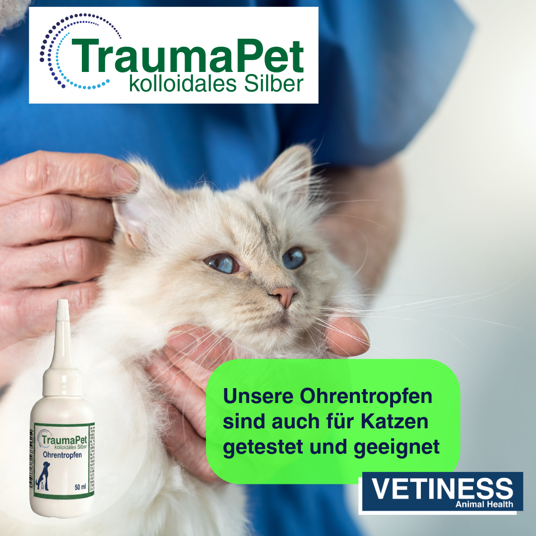 Traumapet Ohrentropfen mit kolloidalem Silber für Hunde und Katzen 50 ml