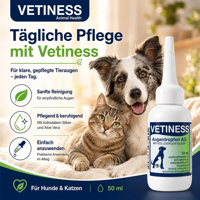 Vetiness Augentropfen AG zur täglichen Augenpflege bei Hund und Katze
