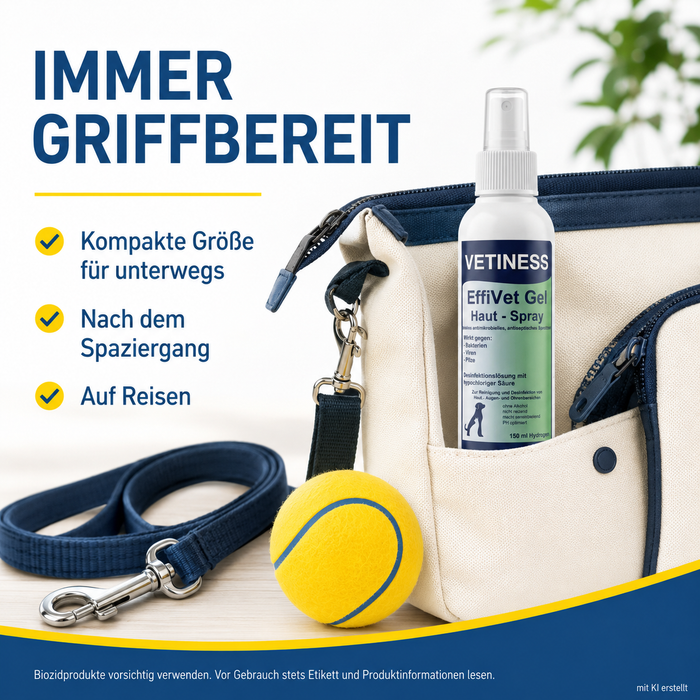 Vetiness EffiVet Gel Hautspray – immer griffbereit für unterwegs