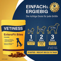 Vetiness EnteroFit Bites – Dosierung, 75 Bites reichen bis zu 75 Tage