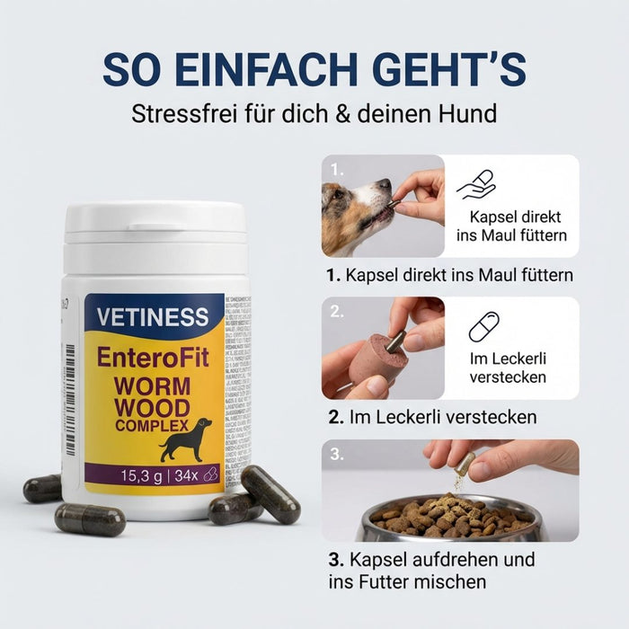 Vetiness EnteroFit Wormwood Complex – einfache Gabe der Kapseln