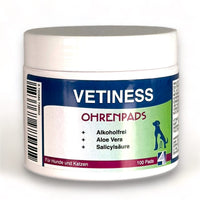 Vetiness Ohrenpads mit Aloe Vera – Dose mit 100 Pads, alkoholfrei