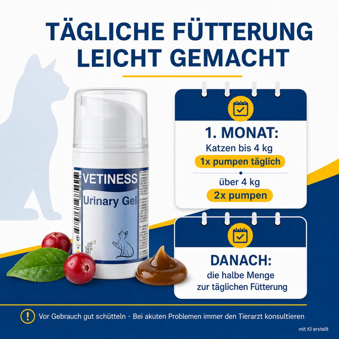 Vetiness Urinary Gel – tägliche Fütterung leicht gemacht: Dosierung per Pumpstoß